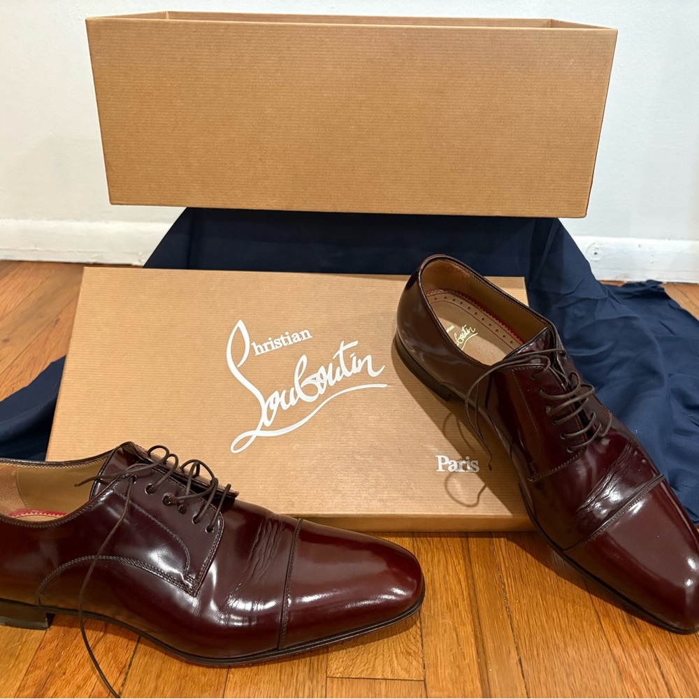Christian Louboutin Men's Burgundy Oxford Shoes
